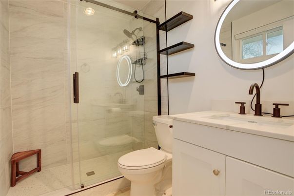 Bathroom, Glass Shower, Interior, Marble Walls