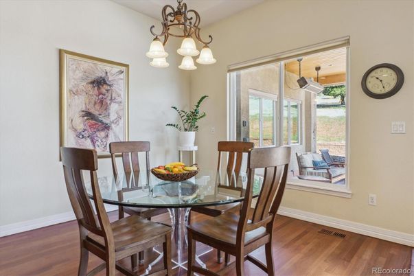 Chandelier, Dining room, Interior, Wood Texture Flooring