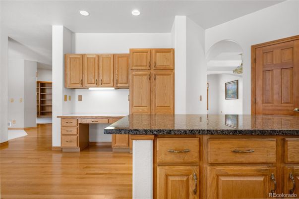 Interior, Kitchen, Pendant Lights, Recessed Lighting, Wood Texture Flooring