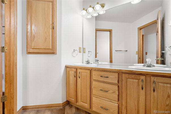 Bathroom, Dual Sink Vanities, Interior, Wood Texture Flooring