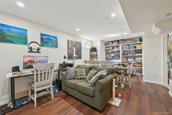 Home Office, Interior, Recessed Lighting, Wood Texture Flooring