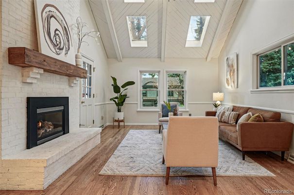 Fireplace, Interior, Living room, Stone Walls, Wood Texture Flooring