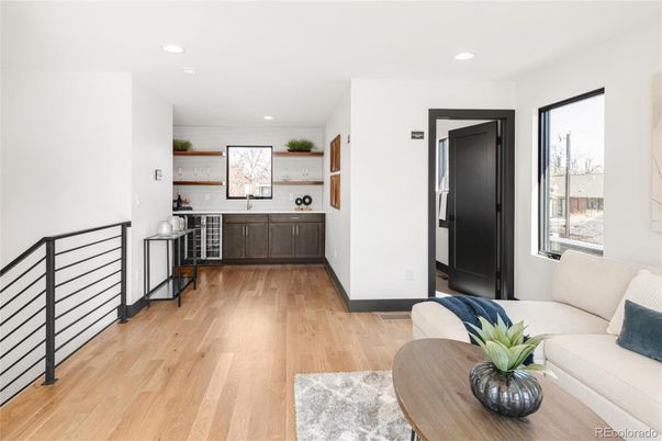 Interior, Kitchen, Living room, Recessed Lighting, Wood Texture Flooring