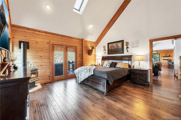 Bedroom, Interior, Recessed Lighting, Wooden Beams, Wood Texture Flooring, Wooden Walls