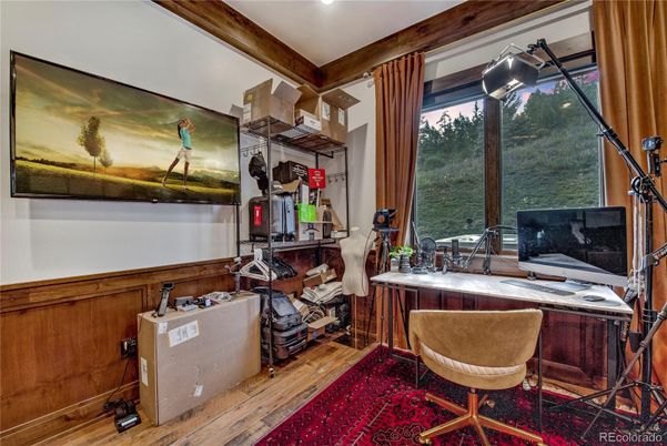 Home Office, Interior, Recessed Lighting, Wood Texture Flooring