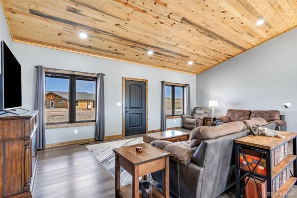 Interior, Living room, Recessed Lighting, Wooden Ceilings, Wood Texture Flooring