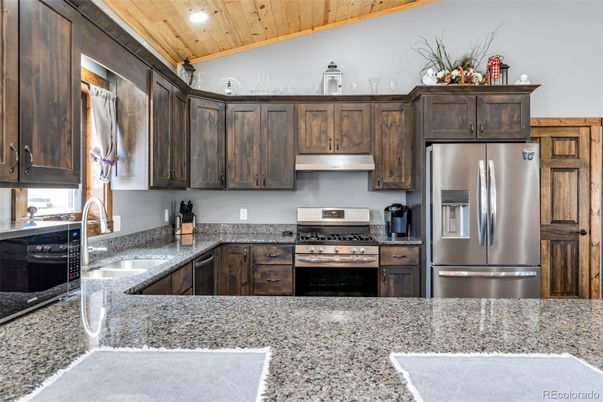 Interior, Kitchen, Recessed Lighting, Stainless Steel Appliances, Wooden Ceilings