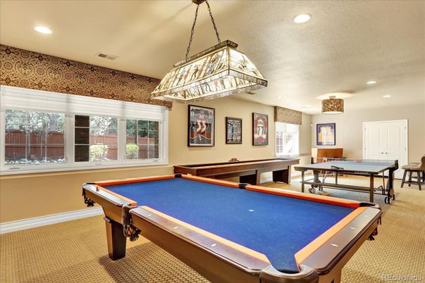 Billiard Table, Game Room, Interior, Pendant Lights, Recessed Lighting
