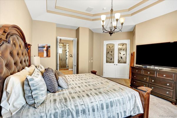 Bedroom, Chandelier, Interior