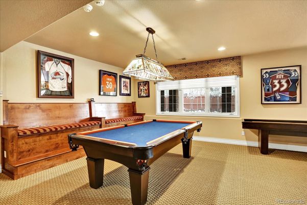Billiard Table, Game Room, Interior, Pendant Lights, Recessed Lighting