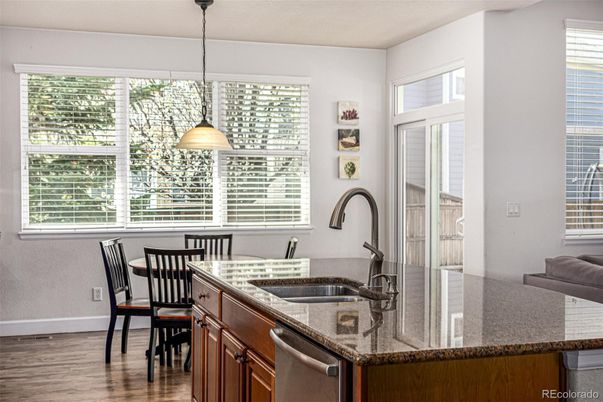 Dining room, Interior, Kitchen, Pendant Lights, Wood Texture Flooring