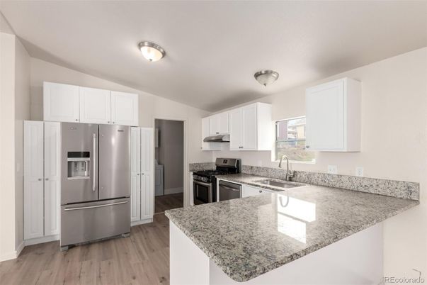 Interior, Kitchen, Stainless Steel Appliances, Wood Texture Flooring