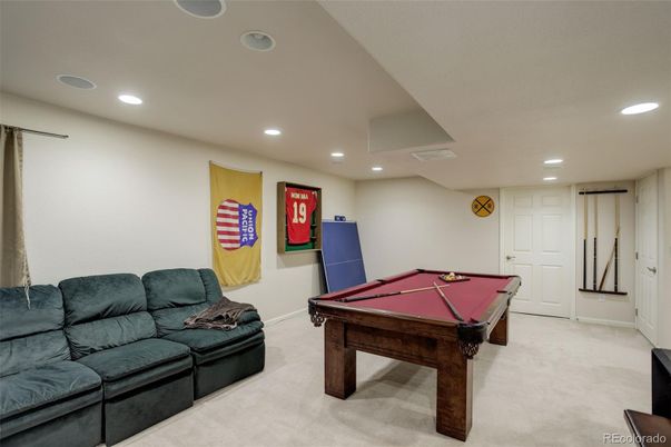 Billiard Table, Game Room, Interior, Recessed Lighting