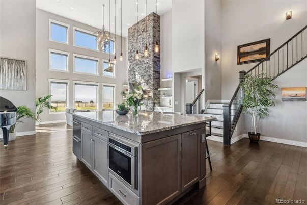 Interior, Kitchen, Pendant Lights, Wood Texture Flooring