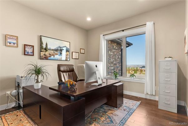 Home Office, Interior, Recessed Lighting, Wood Texture Flooring