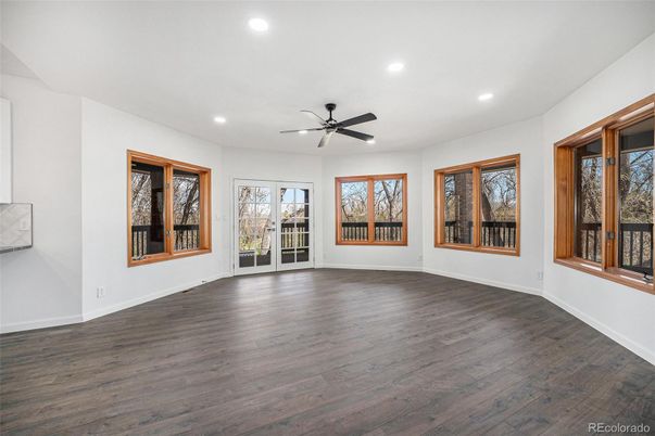 Empty room, Interior, Recessed Lighting, Wood Texture Flooring
