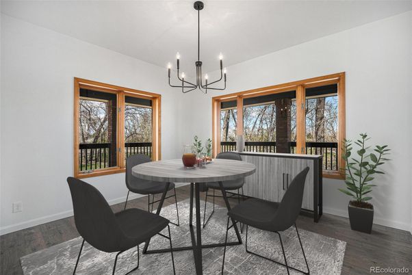 Chandelier, Dining room, Interior, Wood Texture Flooring