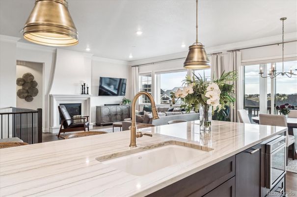 Dining room, Fireplace, Interior, Kitchen, Pendant Lights, Recessed Lighting