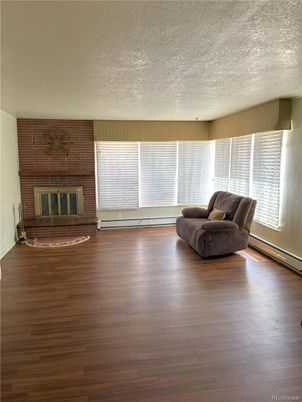 Empty room, Fireplace, Interior, Stone Walls, Wood Texture Flooring