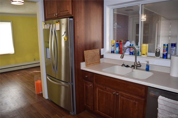 Interior, Kitchen, Stainless Steel Appliances, Wood Texture Flooring