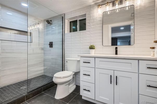 Bathroom, Glass Shower, Interior, Recessed Lighting