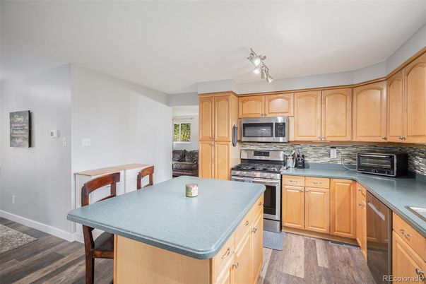 Interior, Kitchen, Stainless Steel Appliances, Wood Texture Flooring