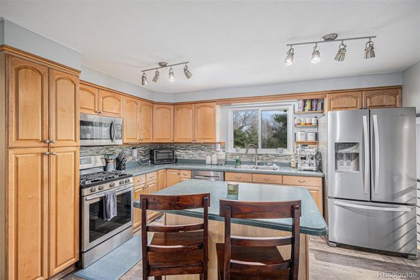 Interior, Kitchen, Stainless Steel Appliances, Wood Texture Flooring
