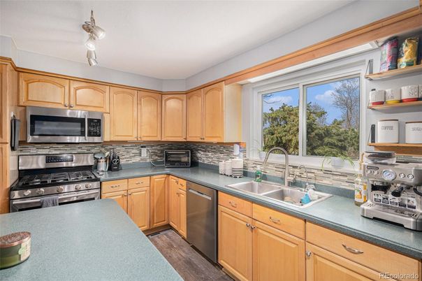 Interior, Kitchen, Stainless Steel Appliances, Wood Texture Flooring