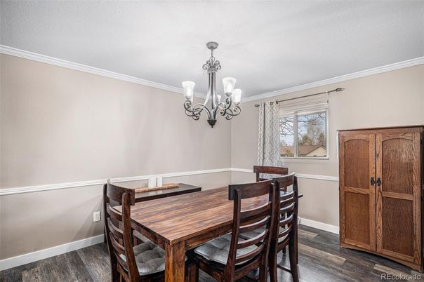 Chandelier, Dining room, Interior, Wood Texture Flooring