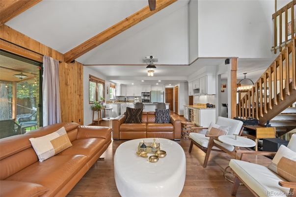 Interior, Kitchen, Living room, Pendant Lights, Recessed Lighting, Stainless Steel Appliances, Wood Texture Flooring