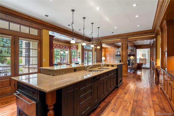 Interior, Kitchen, Pendant Lights, Recessed Lighting, Wood Texture Flooring