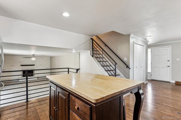 Interior, Kitchen, Recessed Lighting, Wood Texture Flooring