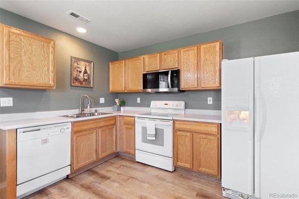 Interior, Kitchen, Recessed Lighting, Wood Texture Flooring