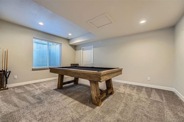 Billiard Table, Game Room, Interior, Recessed Lighting