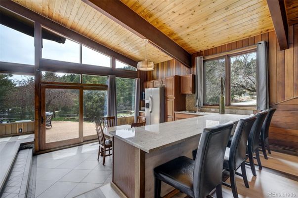 Interior, Kitchen, Pendant Lights, Wooden Beams, Wooden Ceilings, Wooden Walls
