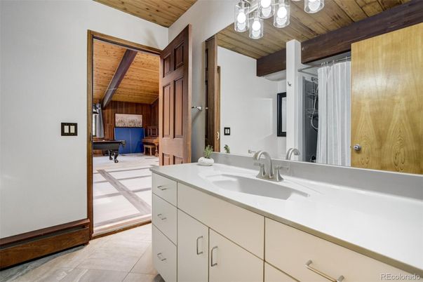 Bathroom, Billiard Table, Game Room, Interior, Wooden Beams, Wooden Ceilings, Wooden Walls