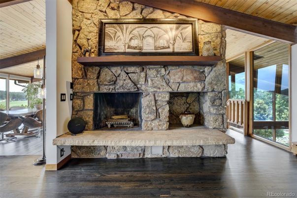 Fireplace, Interior, Stone Walls, Wooden Beams, Wooden Ceilings, Wood Texture Flooring