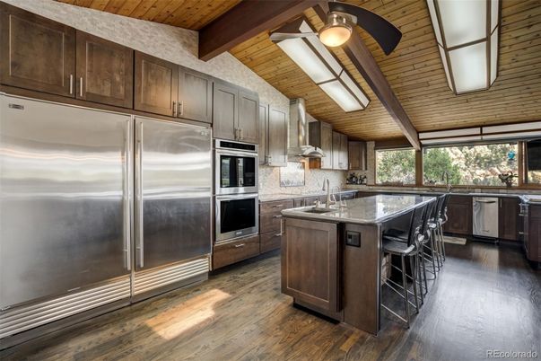 Interior, Kitchen, Stainless Steel Appliances, Wooden Beams, Wooden Ceilings, Wood Texture Flooring