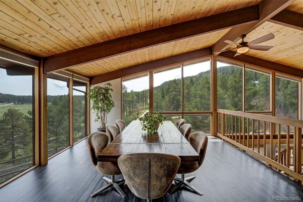 Dining room, Interior, Sun Room, Wooden Beams, Wooden Ceilings, Wood Texture Flooring