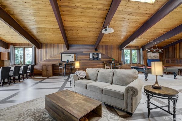 Billiard Table, Game Room, Interior, Living room, Wooden Beams, Wooden Ceilings, Wood Texture Flooring, Wooden Walls