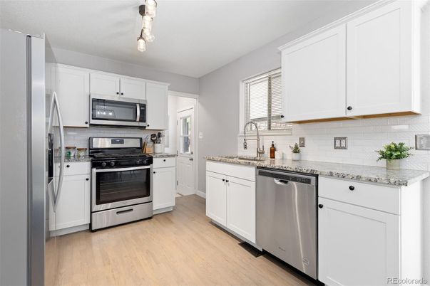Interior, Kitchen, Stainless Steel Appliances, Wood Texture Flooring