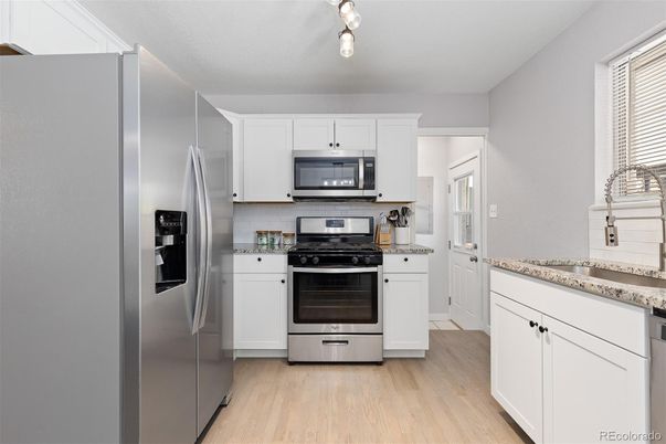 Interior, Kitchen, Stainless Steel Appliances, Wood Texture Flooring