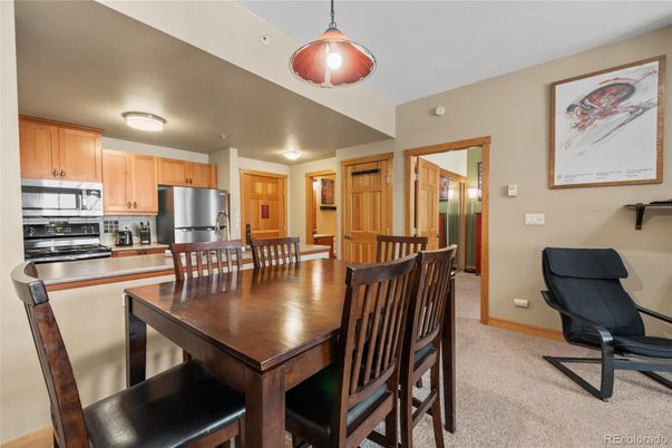 Dining room, Interior, Kitchen, Pendant Lights, Stainless Steel Appliances