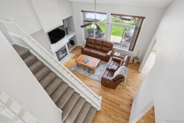 Fireplace, Interior, Living room, Pendant Lights, Wood Texture Flooring