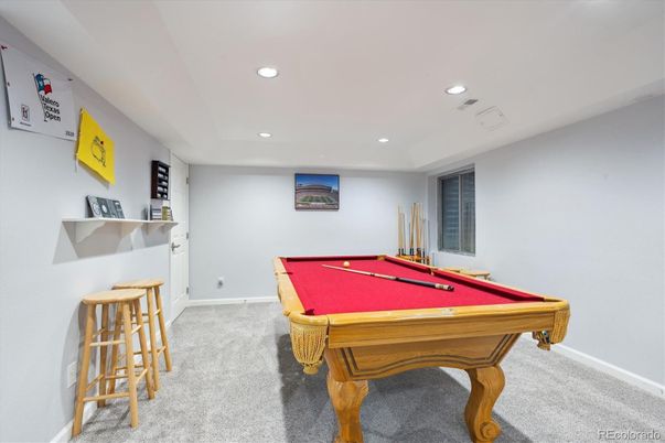 Billiard Table, Game Room, Interior, Recessed Lighting