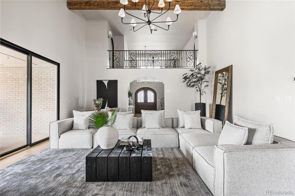 Chandelier, Interior, Living room, Wooden Beams