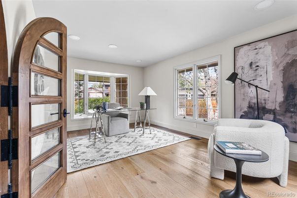 Home Office, Interior, Recessed Lighting, Wood Texture Flooring