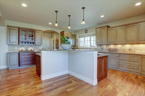 Interior, Kitchen, Pendant Lights, Recessed Lighting, Wood Texture Flooring