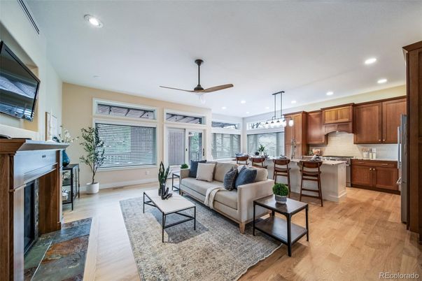 Dining room, Interior, Kitchen, Living room, Pendant Lights, Recessed Lighting, Wood Texture Flooring
