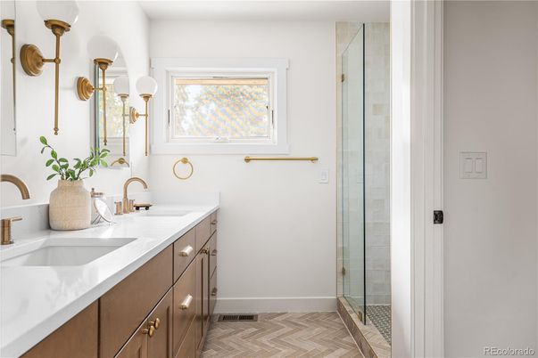 Bathroom, Dual Sink Vanities, Glass Shower, Interior